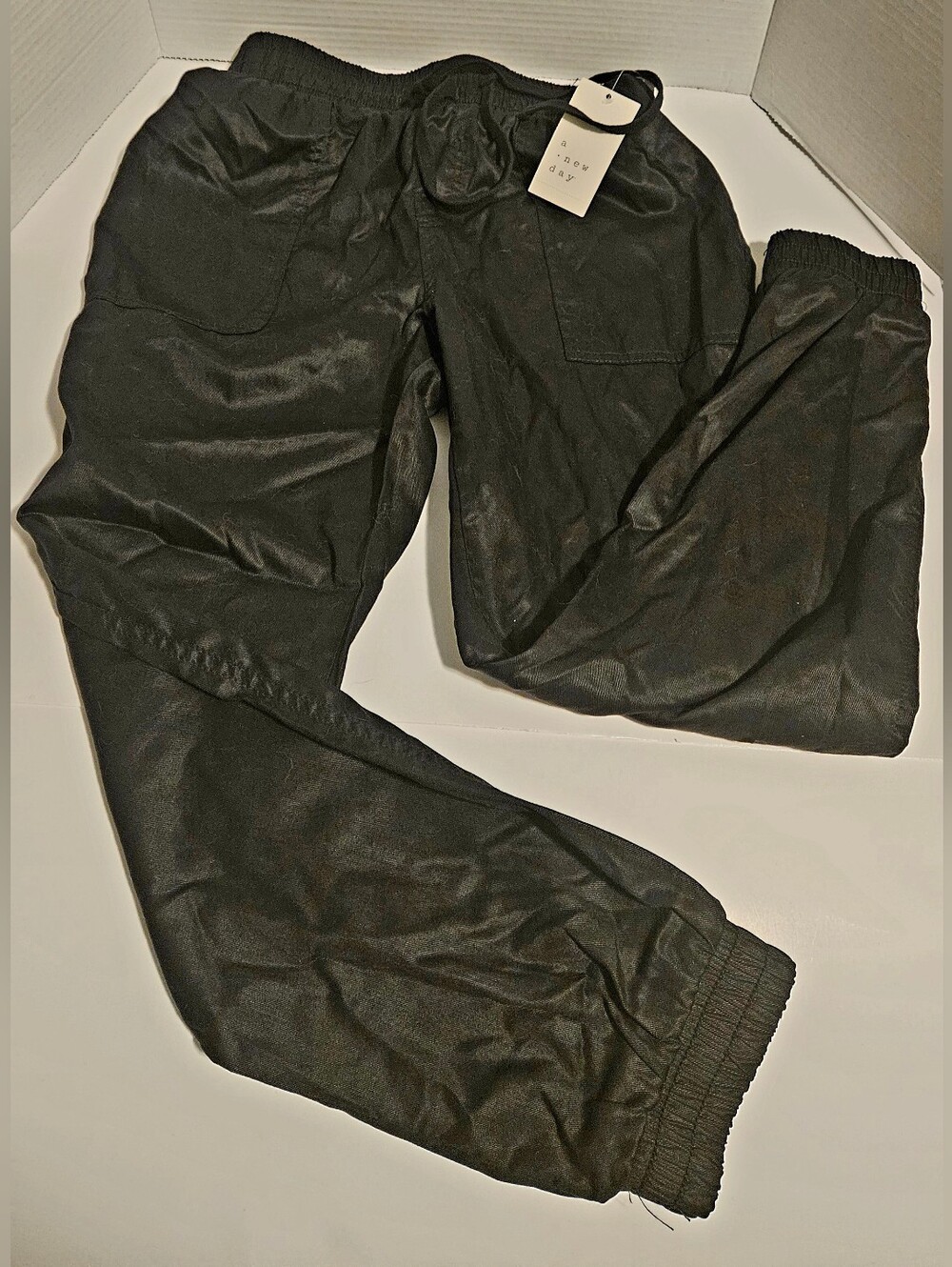 A New Day Black Satin Jogger Pants XS